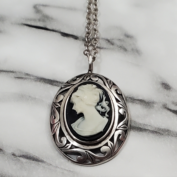 Antique JEZLAINE Black Cameo 1925 - Picture 3 of 6